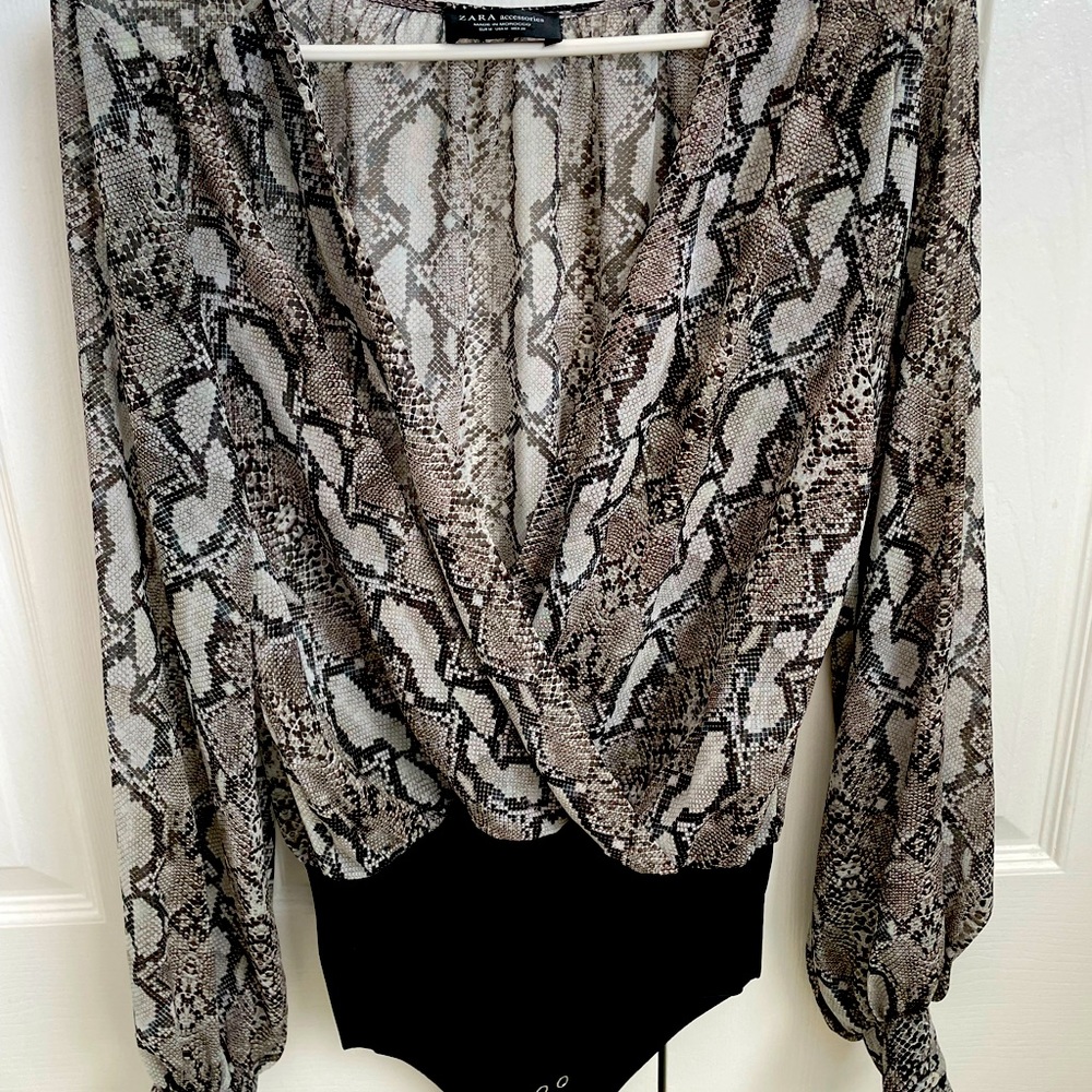 Silk snakeskin Zara bodysuit